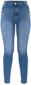 Distressed Skinny Jeans met Decoratieve Knopen Kocca , Blue , Dames - W32,W28,W30,W31,W24,W34,W25,W33,W29,W26,W27