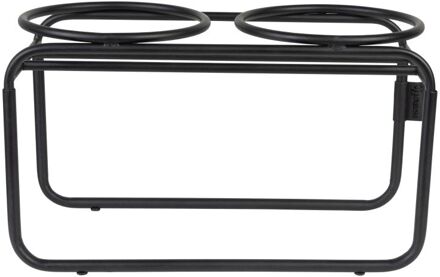 District 70 Butler Metaal - Dinerset - Voerbakstandaard Hond - Medium - 42x20x24 cm - Zwart