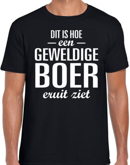 Dit is hoe een geweldige boer eruit ziet cadeau t-shirt zwart heren 2XL