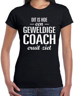 Dit is hoe een geweldige coach eruit ziet cadeau t-shirt zwart dames M