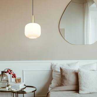 Diva hanglamp, 1-lamp, messingkleurig, opaal, metaal, glas messing, zwart, opaalwit