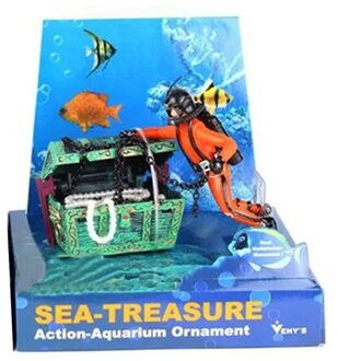 Diver Hunter Schat Borst Onderwater Landschap Ornament Cartoon Aquarium Aquarium Thuis Landscaping Ornament Decoratie