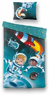 Divers De Kleine Astronauten Hello Earth dekbedovertrek Blauw
