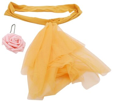 Diverse Kleuren Spandex Riem Met Rose Bal Kunstbloem En Organza Stoel Venster Frame Bruiloft Stoel Streamers gouden