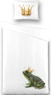 diversen Kikker Dekbedovertrek 140 x 200 cm Groen, Wit