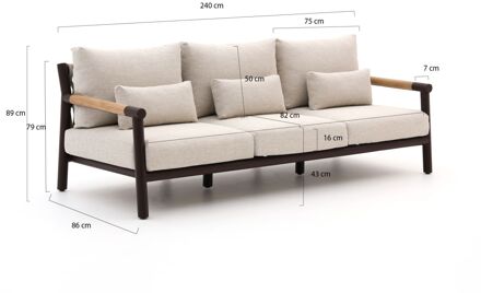 Divina lounge tuinbank 3-zits 237cm - Laagste prijsgarantie! Taupe