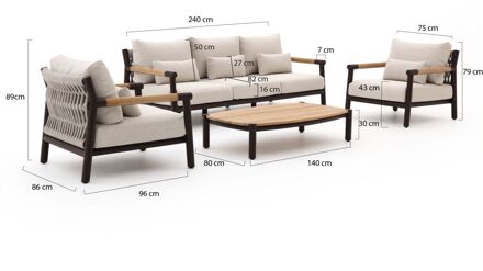 Divina stoel-bank loungeset 4-delig 5-zits - Laagste prijsgarantie! Taupe