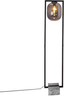 Dixton vloerlamp 150 cm met rookglas rookgrijs-transparant, zwart, betongrijs