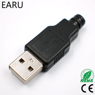 DIY 10pcs Type A Male USB 4 Pin Plug Socket Connector With Black Plastic Cover Adapter Connect USB 2.0 PCB SDA Data Cable Line