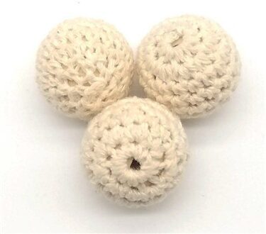 DIY 20 MM 10 PC Houten Haak Kraal Sieraden Bijtring Accessoires Gehaakte Kralen Kan Chew DIY Verpleging Armband Gehaakte Kralen Beige