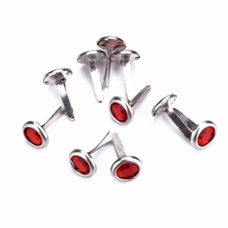 DIY 20 STUKS Metalen Mini Ronde Strass Brads Klinknagels Fastener Craft Decoratie rood