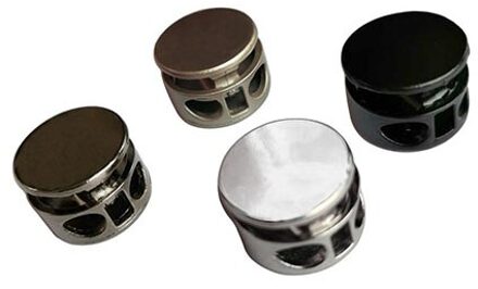 DIY 30 stks/partij ronde metalen legering stoppers toggle cord sloten Koord twee hole nikkel/Zwart/satijn voor 4mm bungee STP-4MM gemengd kleuren