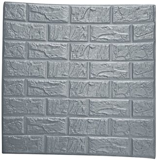 Diy 3D Baksteen Pe Foam Muurstickers Panelen Kamer Decal Steen Decoratie Reliëf Woonkamer Kids Safty Slaapkamer Home Decor zilver grijs / L