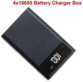 Diy 6*18650 Batterij Power Bank Shell Dc 5V Dual Usb Micro Usb Type C Batterij Opslag doos Met Led Display Zaklamp 4x18650 zwart
