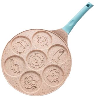 Diy 7 Gat Gebakken Ei Burger Pan Non-stick Ham Pannenkoek Maker Siliconen Handvat Geschikt Gasfornuis Kookgerei Keuken woonaccessoires blauw