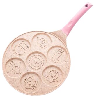 Diy 7 Gat Gebakken Ei Burger Pan Non-stick Ham Pannenkoek Maker Siliconen Handvat Geschikt Gasfornuis Kookgerei Keuken woonaccessoires roze