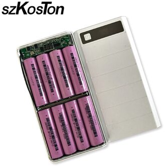 DIY 8x18650 Batterij Houder Power Bank Doos Plastic Shell Case Type C Micro Dubbele Usb-poort Display Powerbank doos Kleur Willekeurige