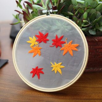 Diy Bloem Borduren Kit Transparante Gaas Met Bamboe Hoepel Handwerken Bloem Patroon Gedrukt Handgemaakte Naaien Art Craft 1