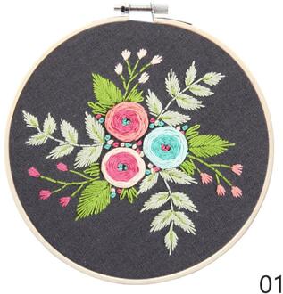 Diy Borduurwerk Bloem Handwerk Handwerken Voor Beginner Kruissteek Kit Lint Schilderij Borduurwerk Hoepel Woondecoratie 01