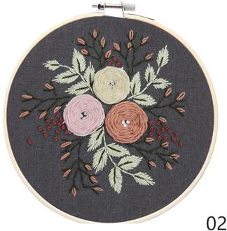 Diy Borduurwerk Bloem Handwerk Handwerken Voor Beginner Kruissteek Kit Lint Schilderij Borduurwerk Hoepel Woondecoratie 02