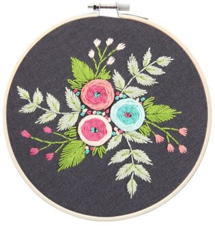 Diy Borduurwerk Bloem Handwerk Handwerken Voor Beginner Kruissteek Kit Lint Schilderij Borduurwerk Hoepel Woondecoratie