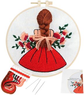 Diy Borduurwerk Kit Handwerk Lint Schilderij Borduurwerk Hoepel Kruissteek Kits Beginner Threads Gereedschap Meisje Borduurpatronen