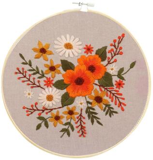 Diy Borduurwerk Starter Kit Met Plant Bloem Patroon Bamboe Borduurwerk Hoepel Kleur Threads Cd F