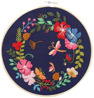 Diy Borduurwerk Starter Kit Met Plant Bloem Patroon Bamboe Borduurwerk Hoepel Kleur Threads Cd