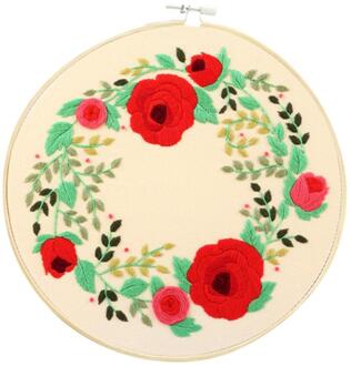 Diy Borduurwerk Starter Kit Met Plant Bloem Patroon Bamboe Borduurwerk Hoepel Kleur Threads Cd