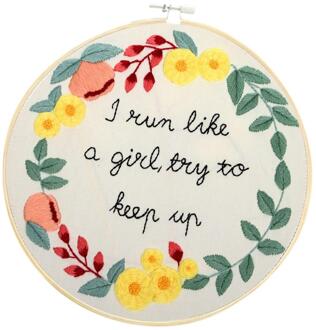 Diy Borduurwerk Starter Kit Met Plant Bloem Patroon Bamboe Borduurwerk Hoepel Kleur Threads Cd