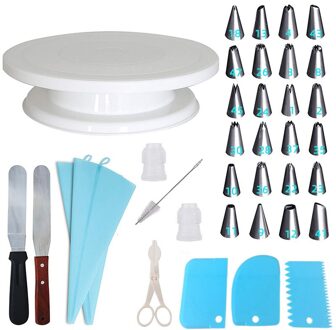 Diy Cake Draaitafel Bakken Siliconen Mal Taart Plaat Roterende Ronde Cake Decorating Gereedschap Rotary Tafel Gebak Levert Cake Stand 36stk reeks