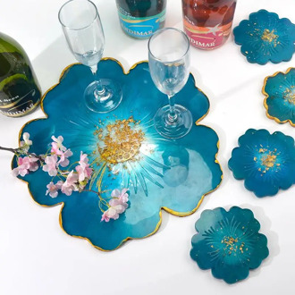 DIY Cherry Blossoms Flower Resin Mold Handmade Coaster Compote Tray UV Epoxy Silicone Mold for Home Decor Resin Craft