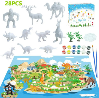 DIY Coloring 3D Painting Animal Giraffe Model Drawing Graffiti Toy Set Kids Children Non-toxic Paint Arts For Kids Girls Boys