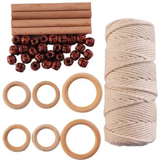Diy Craft Natuurlijke Katoenen Touw Met 4 Sticks Diy Kit Met Andere Accessoires Voor Tuinieren Bloempot Opknoping Touw