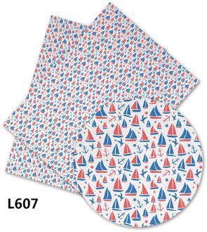 Diy Craft Supplies 30 Cm X 136 Cm Anker En Zeilboot Gedrukt Faux Leather Lakens Voor Bows Materiaal Decoratie. L606-610 L607
