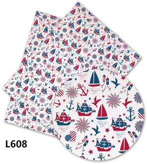 Diy Craft Supplies 30 Cm X 136 Cm Anker En Zeilboot Gedrukt Faux Leather Lakens Voor Bows Materiaal Decoratie. L606-610 L608
