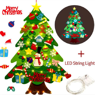DIY Crafts LED Felt Christmas Tree Toys Door Wall Ornaments Fake Christmas Tree Kids Toy Christmas Party Decoration For Home