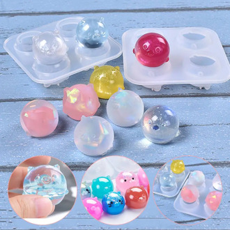 DIY Crystal UV Filling Epoxy Resin Liquid Silicone Mold Four Small Animal Mold Piglet Chicken Ornaments Doll Mold For Resin New