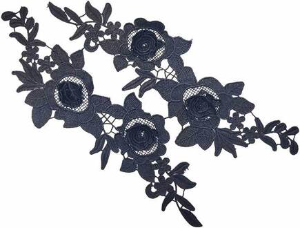 Diy Decoratie Accessoires 3d Bloem Patches Diy Goede Borduurwerk Diy Naaien Jurken Bloem Applique zwart