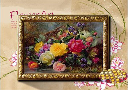 Diy diamant schilderij bloem diamanten kruissteek kristal ronde diamant sets onvoltooide volledige diamond embroidery45x35