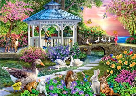 DIY Diamant Schilderij Landschap Tuin Huisje 5D Kruissteek Patroon Hars Ronde Diamant Borduurwerk Mozaïek Decoratie Rood