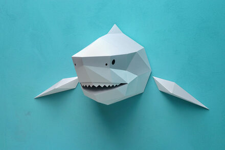 DIY dierenhoofd papieren Haai grijs