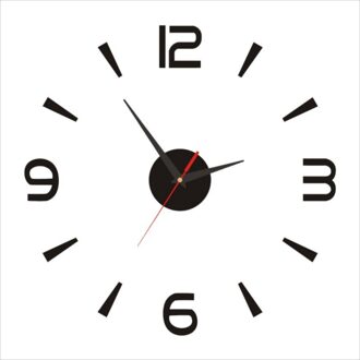 Diy Digitale Bar Diy Kleine Klok Rood/Moderne 3D Spiegel Oppervlak Wandklok Sticker Thuiskantoor Kamer Decor Klok