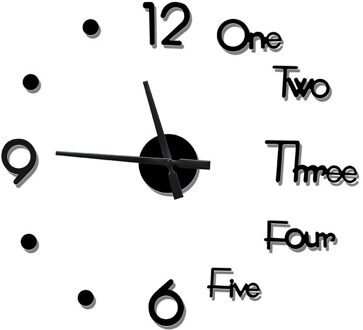 Diy Digitale Wandklok 3D Sticker Modern Grote Stille Klok Home Office Decor Muur Horloge Voor Woonkamer Decoratie groot size zwart