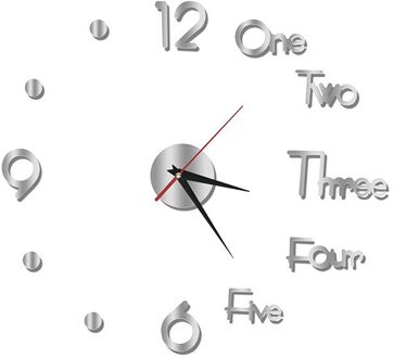 Diy Digitale Wandklok 3D Sticker Modern Grote Stille Klok Home Office Decor Muur Horloge Voor Woonkamer Decoratie kleine maat zilver