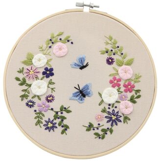 DIY Embroidery Set High-quality Cotton Linen Handmade Ribbon Flower Pattern Embroidery Set Frame Needlework Kit For Beginner 02