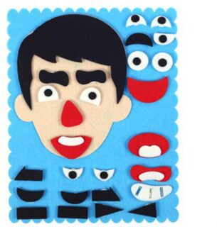 Diy Emotie Veranderen Puzzel Speelgoed Gezichtsuitdrukking Grappige Humor Non-woven Kinderen Handgemaakte Gezichtsuitdrukkingen Stickers B
