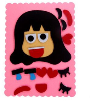 Diy Emotie Veranderen Puzzel Speelgoed Gezichtsuitdrukking Grappige Humor Non-woven Kinderen Handgemaakte Gezichtsuitdrukkingen Stickers