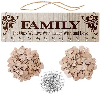 Diy Familie Verjaardag Board Plaque Opknoping Houten Kalender Huwelijksverjaardag Herinnering Kaart Handgemaakte Kerst Hout Decors model- A