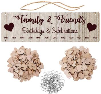 Diy Familie Verjaardag Board Plaque Opknoping Houten Kalender Huwelijksverjaardag Herinnering Kaart Handgemaakte Kerst Hout Decors model- B